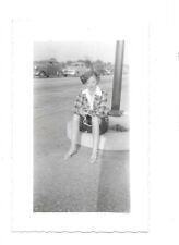 c1950s Beautiful Woman Gorgeous Open Toes Shoes Old Cars Snapshot Photo Snap picture