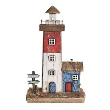 Wood Lighthouse Decor Hand Painted Decorative Beach Lighthouse Rustic Ocea picture