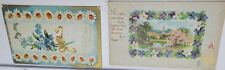 2 Antique Birthday Greetings Postcard Florals Violets Daisies Unmailed picture