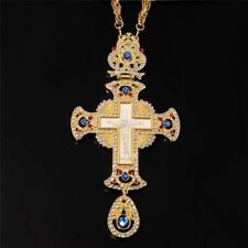 Christian Pectoral Religion Cross Necklace Ornate Crucifix Jesus Orthodox Priest picture