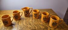 Rare Vintage Portmeirion  Pottery Small Orange Coffee Mugs (5) And Milk Jug picture