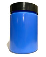 ANCHOR HOCKING Fire King Milk Glass Canister Blue with Black Lid picture