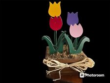 VINTAGE Berkeley Designs Tulips Planter Music Box PLAYS MY FAVORITE THINGS RARE picture