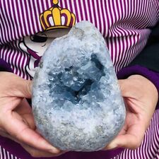 3.96LB Natural Beautiful Blue Celestite Crystal Geode Cave Mineral Specimen 158 picture