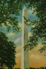 Washington Memorial Washington D.C. Colored Unposted Linen Vintage Postcard picture