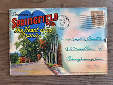 Postcard Springfield MO Folder Ozarks 1941 Joplin Cancel Trains Station Cars picture