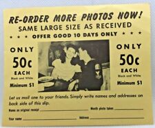 Old War Time USO Photos Re-Order Form Navy Man & Girl picture