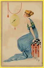 cpa POST CARD ILLUSTRATOR Signed CHILTON LONGLEY WOMAN BIRD Art Nouveau RARE picture
