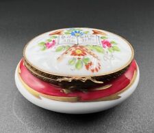 Limoges France La Seynie Peint Main Musical Theme Floral Oval Trinket Pill Box picture