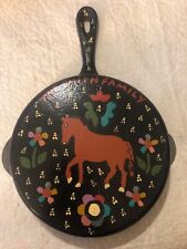 Vintage Cast Iron Pan Pennsylvania Dutch Style Hand Painted  #5 The Smith Family picture
