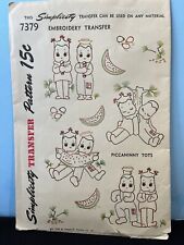 Vintage Simplicity Pattern 7379 Piccaninny Tots Embroidery Transfer Pattern RARE picture