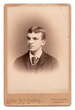 CIRCA 1890s CABINET CARD GLOBE HANDSOME YOUNG MAN IN SUIT SYRACUSE NEW YORK picture