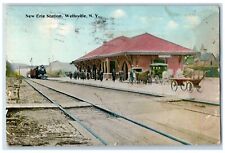 c1910's New Erie Station Train Railroad Wellsville New York NY Antique Postcard picture