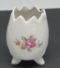 Vintage 3 Footed Cracked Egg Vase - Peonies Floral Pattern B34453 picture