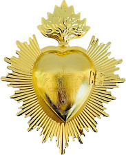 Sacred Heart, Gold Metal Milagro Heart Wall Ornament, Mexican Home Eclectic Box picture