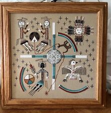 Authentic Navajo Sand Painting VTG Signed By Herman Tom 16” X 16” Wood Frame picture