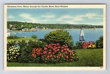 Christmas Cove ME-Maine, View Through Candle Beam Shop Window Vintage Postcard picture
