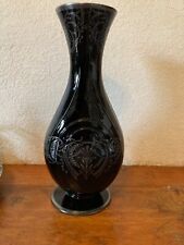 Antique Vintage Black Glass Vase.  Approximately 11 3/4” h  x  5 1/2” w picture