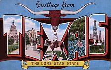 Greetings From Texas~Vintage Linen Postcard. Q088 picture