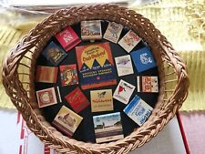 Vintage Matchbook Lot Of 18 DISPLAYED ON WICKER CRAB ORCHARD WHISKEY, Man Cave picture