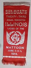  CIVIL WAR 1914 Ladies Of The G.A.R. Delegate RIBBON Matoon,  Ill. picture