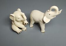 Vintage Lenox Small Animal Lot of 2 Elephants Ivory with 24k Gold Trim Figurine picture