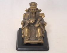 Solid Brass Chinese Emperor Nobleman Man Seated Throne Statue Figurine  picture