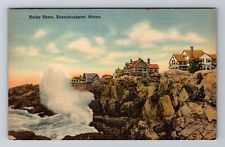 Kennebunkport ME-Maine, Rocky Shore, Vintage c1950 Postcard picture