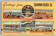 Savannah Beach, Georgia GA - Greetings - Sea Side Resorts - Vintage Postcard picture