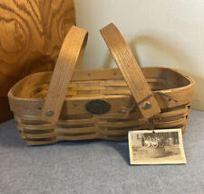 Peterboro Basket Co Medium Rectangle Woven Wooden W/ handles 12
