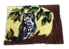 Vintage Completed Hanging Wall Hook And Latch ￼owl Rug Yellow 25” X  35” picture