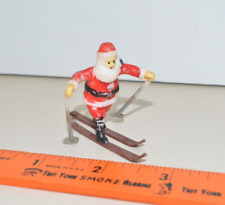 Vintage CHRISTMAS Miniature Santa Claus Skiing Figure Hong Kong Plastic Toy picture