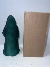 Fenton Art Glass Santa Father Christmas Emerald Green Satin Finish Paperweight picture