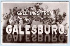 1909 RPPC GREETINGS FROM GALESBURG ILLINOIS ANTIQUE REAL PHOTO POSTCARD CREASED picture