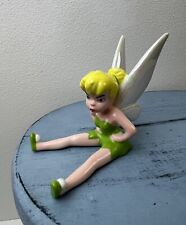 Disney Tinkerbell Sitting Pouting Ceramic Figurine Iridescent Wings Green Dress picture