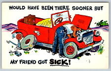 c1960s Mechanic Funny Comic Humor Broken Down Car Repair Vintage Postcard picture