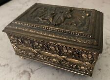 Antique JB (Jennings Brothers) brass trinket box - signed picture