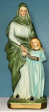 BLESSED VINTAGE NUNS CONVENT CATHOLIC ST. ANNE & CHILD VIRGIN MARY STATUE 12.5