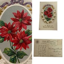 Postcard A Bright and Happy Christmas Poinsettias Stecher Litho Co 1915 picture