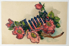 Postcard Glitter Name Annie Roses Antique C1910 Vintage 261 picture