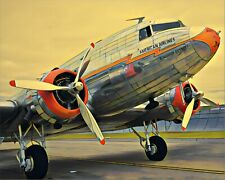 Flagship Detroit American Airlines Douglas DC-3 Painting Style Print 8x10 picture