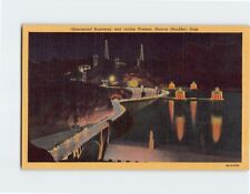 Postcard Illuminated Roadway and Intake Towers Hoover Boulder Dam USA picture