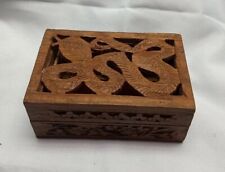 Handcarved Indian Sheesham Wood Box Carved Serpent  VTG 6