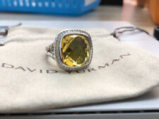 David Yurman Sterling Silver Albion 17mm Lemon Citrine & Diamond Ring Size 6 picture