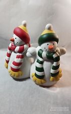 Partylite Christmas Winter Holiday 2 Snowman Pillar Candle Holder P0476 NEW READ picture