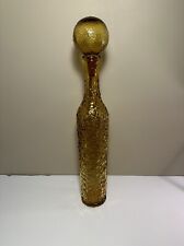 Vintage Amber Glass Decanter With Stopper 18.5