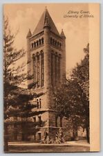 Library Tower University of Illinois Champaign-Urbana IL Postcard 1910s picture