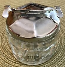 Vintage Etched Glass Pill / Saccharine Container W/ Lidded Top W/Internal Tongs  picture