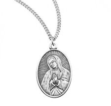 Our Lady of Guadalupe Oval Sterling Silver Catholic Medal 0.9 Inch x 0.5 Inch picture