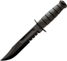 KaBar USA Fighting Fixed Blade Knife Black Kraton Handle 1095 Serrated KA1212 picture
